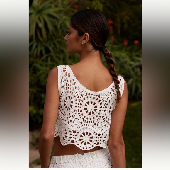 Anthropologie Blue Tassel Crochet Set - Picture 2 of 5